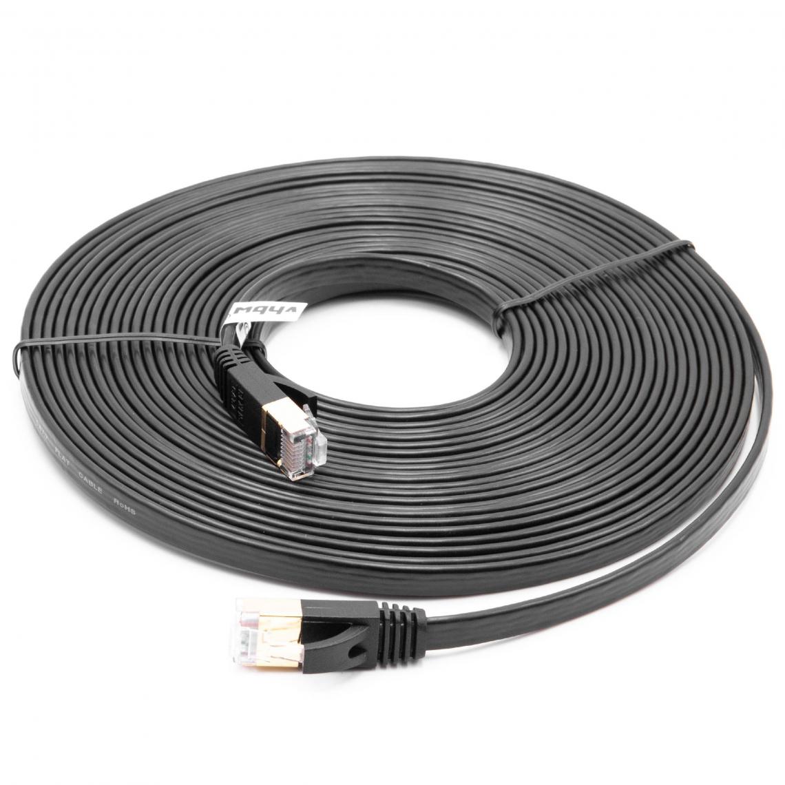 Vhbw - vhbw câble de réseau câble LAN Cat7 8m noir câble plat - Accessoires alimentation