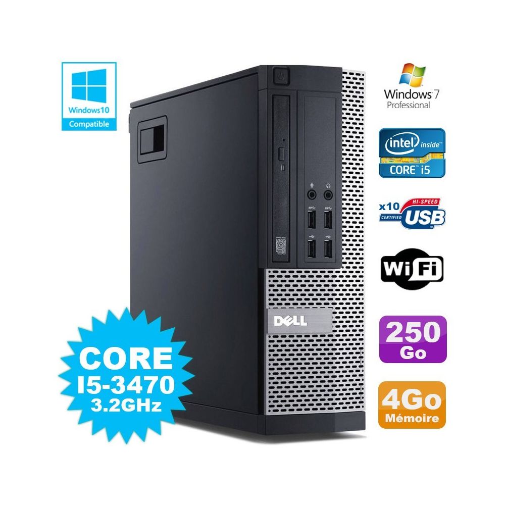 Dell - PC Dell 7010 SFF Core I5-3470 3.2GHz 4Go Disque 250Go DVD Wifi W7 - PC Fixe