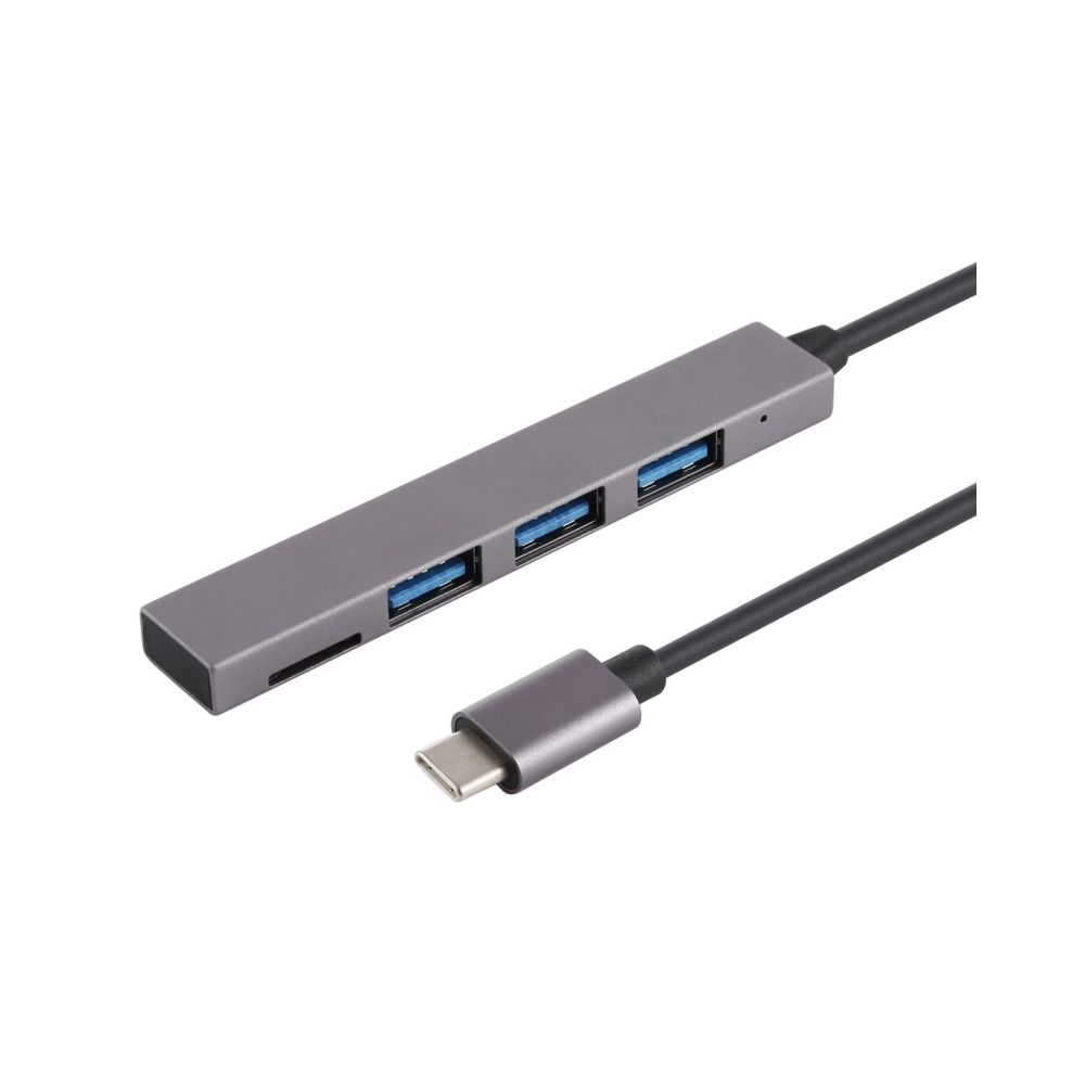 Wewoo - Lecteur de carte T-809B TF + 3 x ports USB 3.0 au convertisseur de concentrateur USB-C / Type-C, longueur de câble: 13cm (Gris) - Lecteur carte mémoire