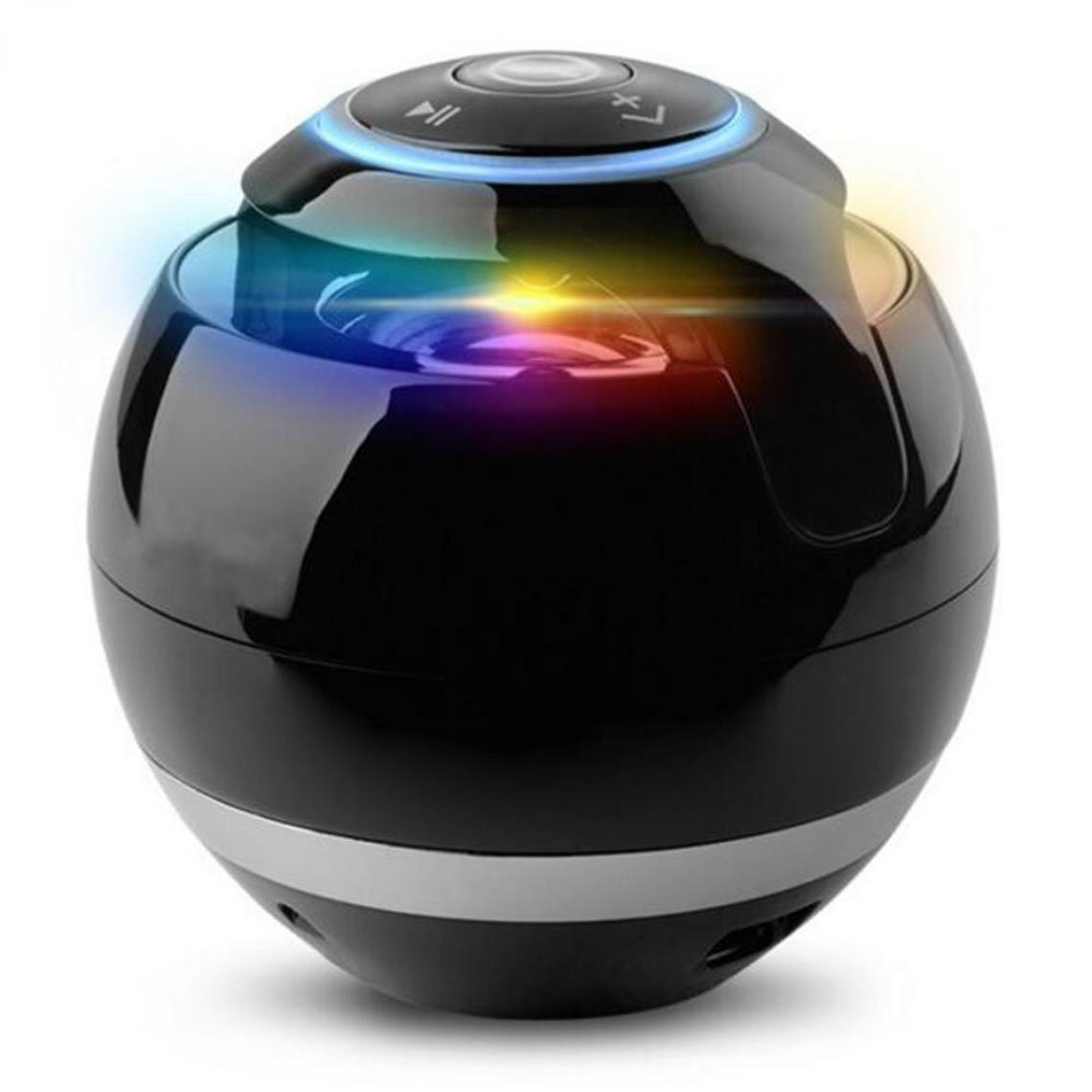 Universal - Haut-parleurs de musique LED couleur Bluetooth noir Subwoofer léger Mini haut-parleurs portables ronds Prise en charge des haut-parleurs portables(Le noir) - Enceinte PC