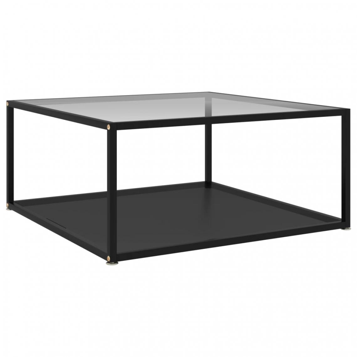 Icaverne - Moderne Tables basses et tables d'appoint collection Panama Table à thé Transparent et noir 80x80x35 cm Verre trempé - Tables d'appoint