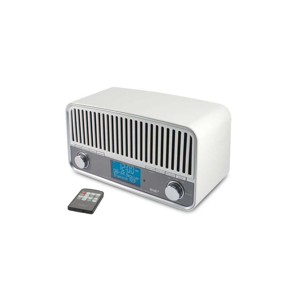 Caliber Audio Technology - Radio-réveil rétro vintage blanc FM/DAB+ Bluetooth - Radio