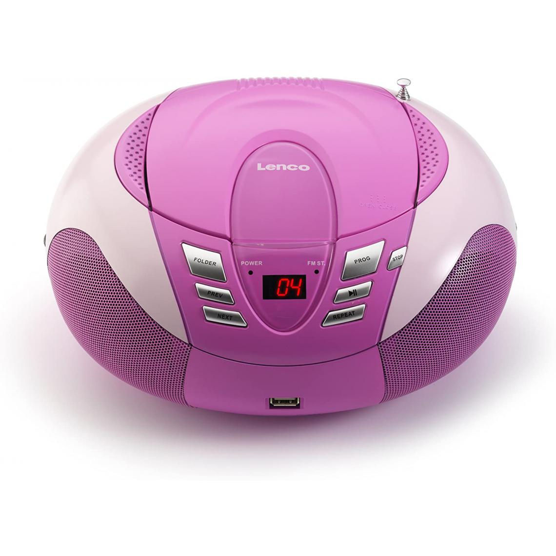Lenco - mini chaine hifi stéréo FM CD MP3 USB rose gris - Chaînes Hifi
