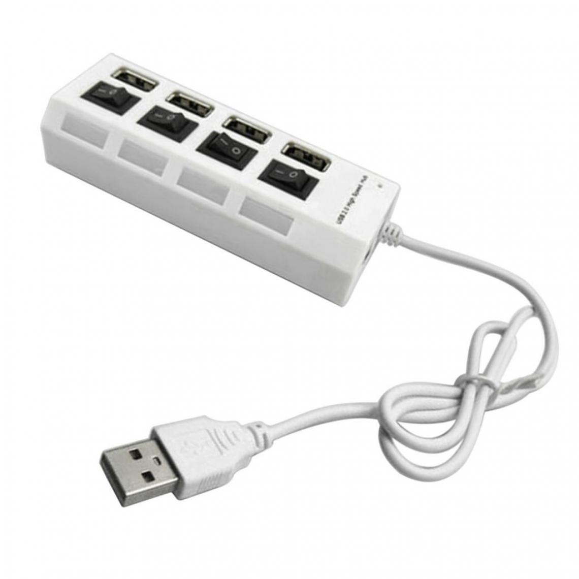 marque generique - 4 Ports USB 2.0 Multi Chargeur Hub + Adaptateur Haute Vitesse Interrupteur Marche / Arrêt PC Noir - Hub