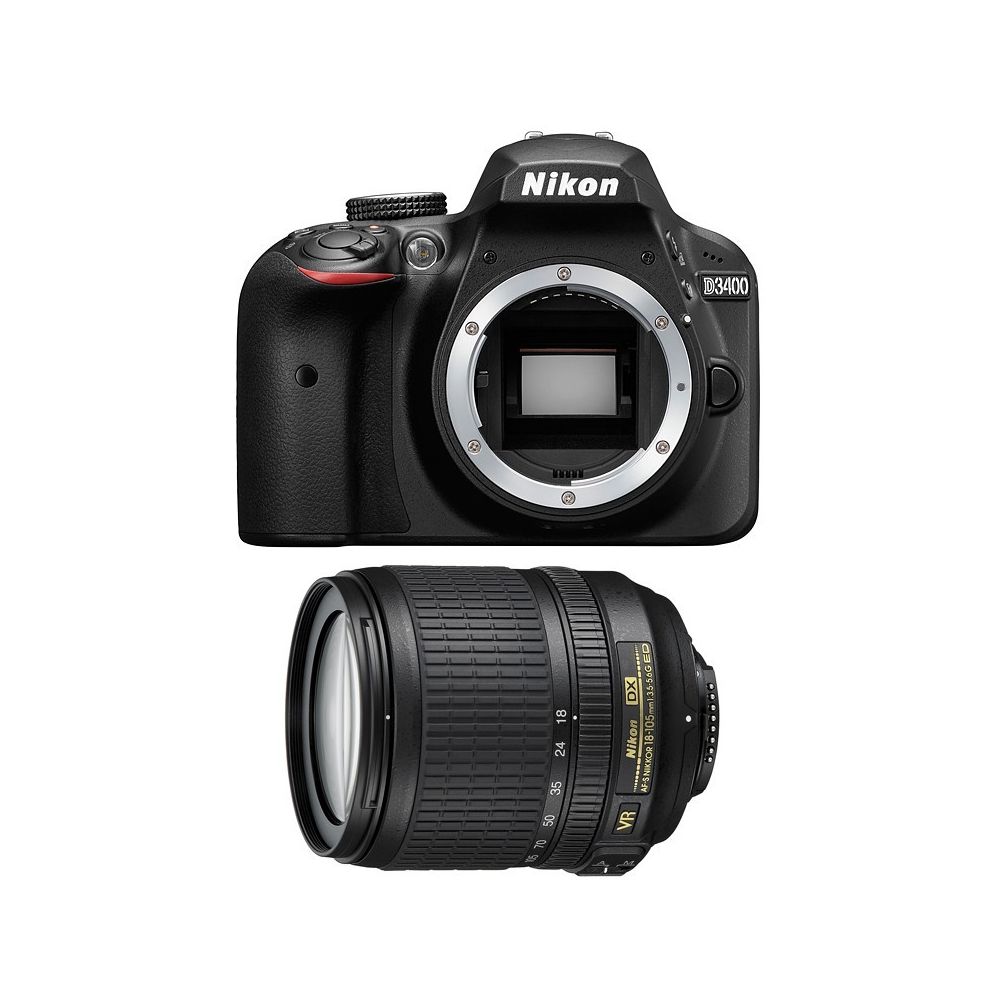 Nikon - appareil photo reflex - nikon d3400 + objectif 18-105 - Reflex Grand Public