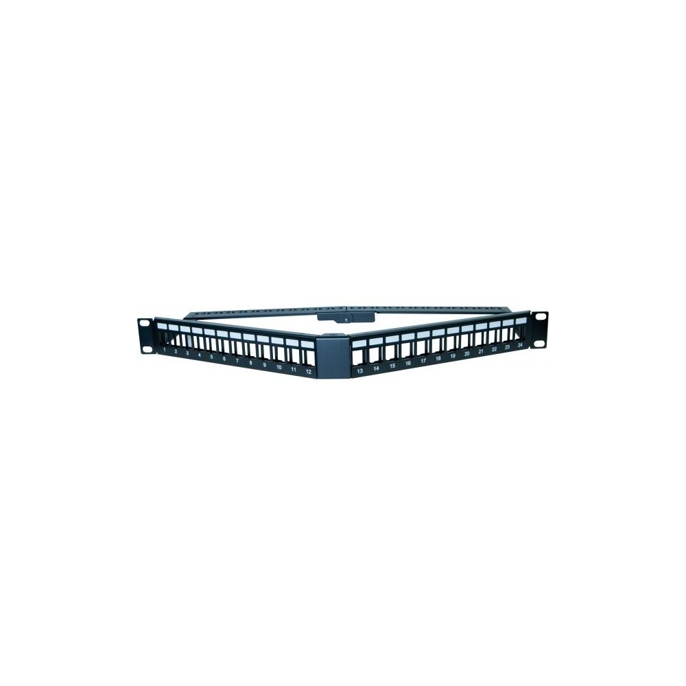 Dexlan - Panneau 1U angulaire 24 ports UTP keystone avec supp cables - Rack amovible