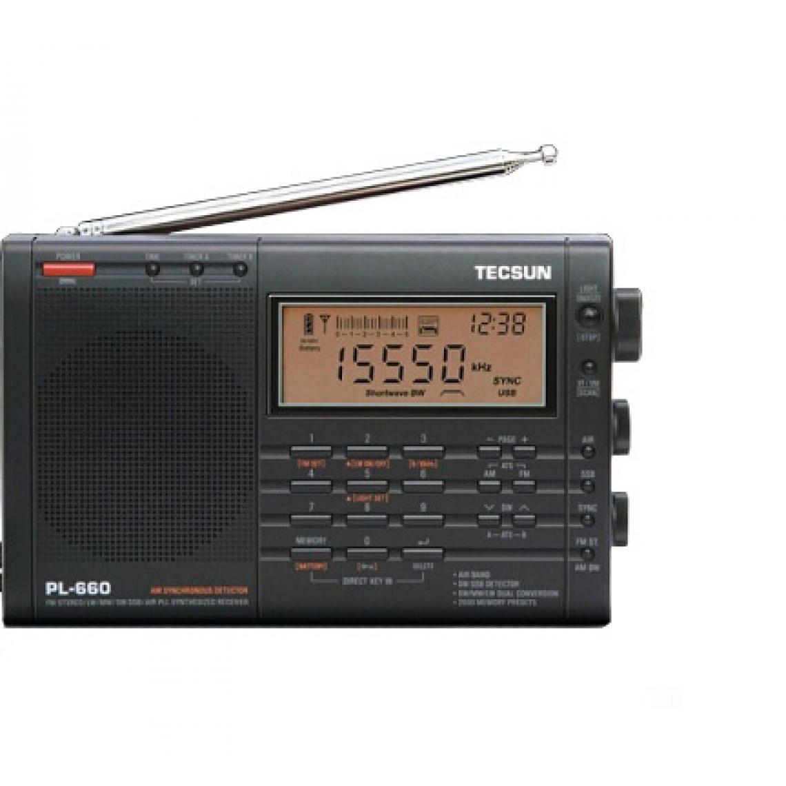 Universal - Récepteur radio à bande aérienne à haute sensibilité FM/MW/SW/LW Stéréo numérique à bande sonore forte et large gamme de réception(Le noir) - Radio