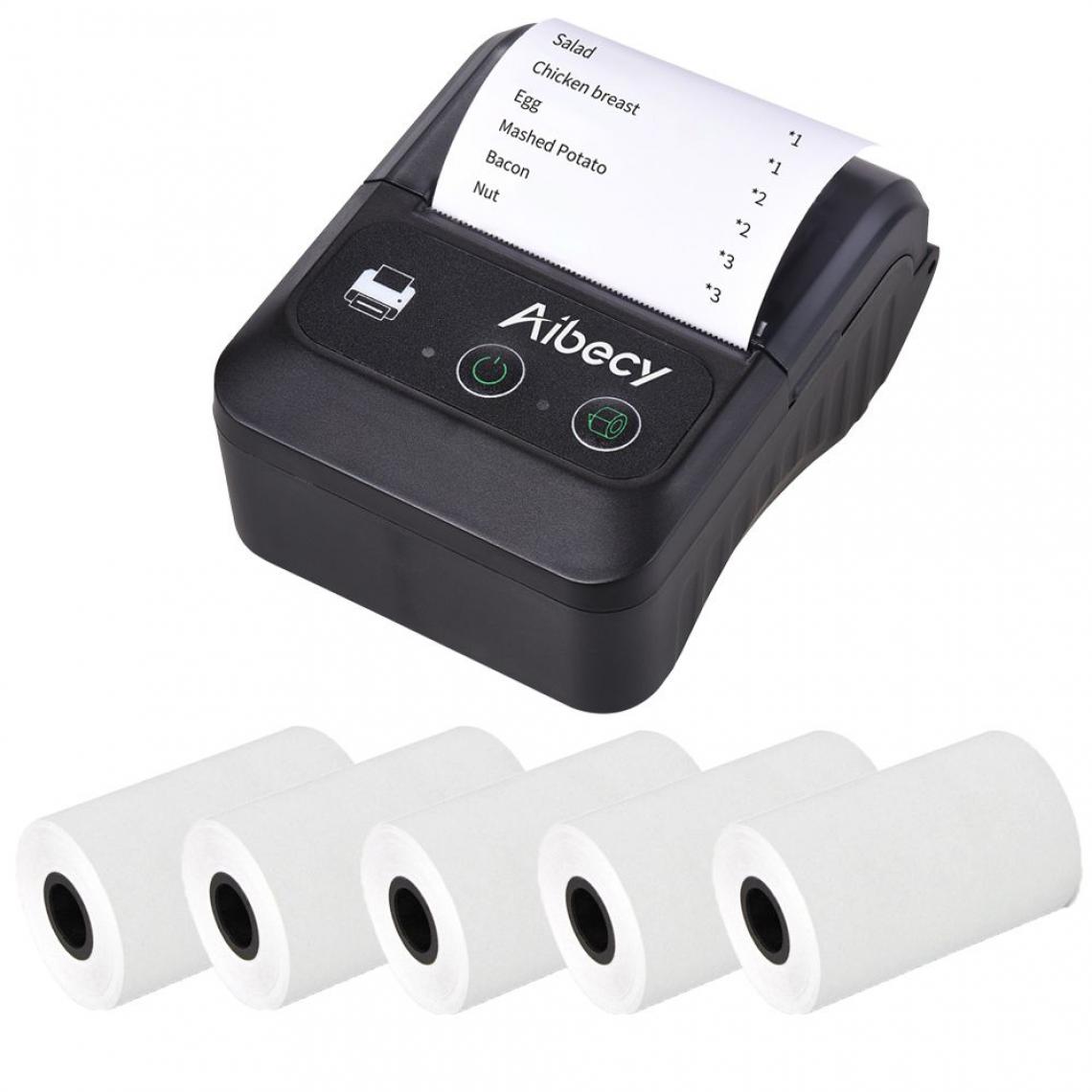 Generic - Imprimante d'Étiquettes Thermique sans Fil Bluetooth, 58mm avec 3 Rouleaux papier ,  Connexion par Bluetooth et câble USB, Compatible avec iOS, Android, système Windows  7.8 *10.5 *4.7 cm -  Noir  - Imprimantes d'étiquettes