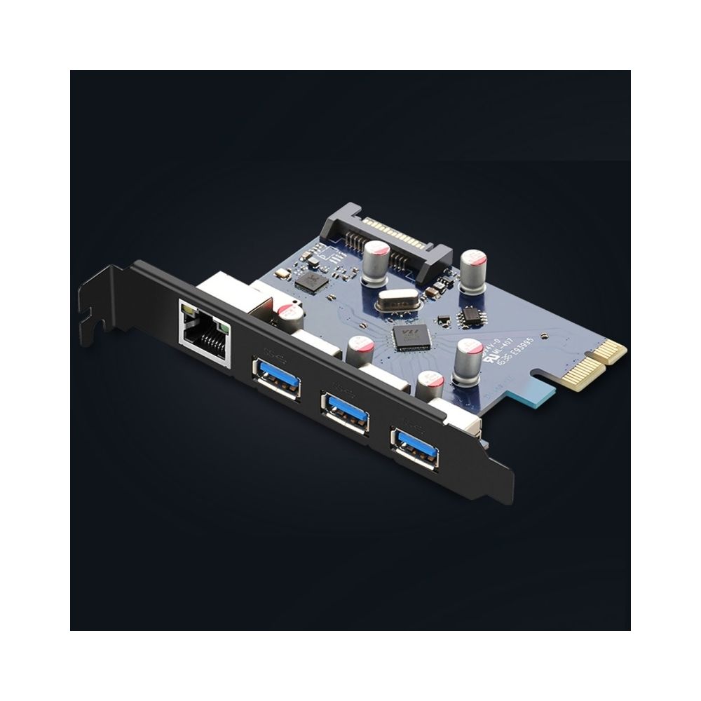 Wewoo - Carte réseau PCI-E + d'extension USB 3.0 à 3 ports, Ethernet Gigabit Super Speed - Accessoires Carte Graphique