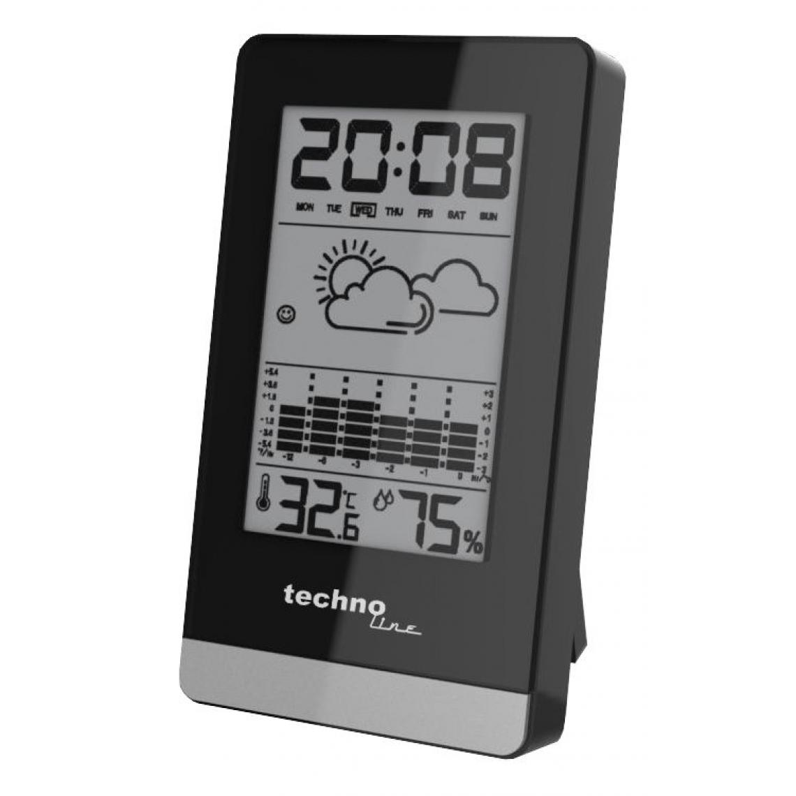 Techno Line - Technoline WS 9125 station météo numérique Noir, Argent - Radio