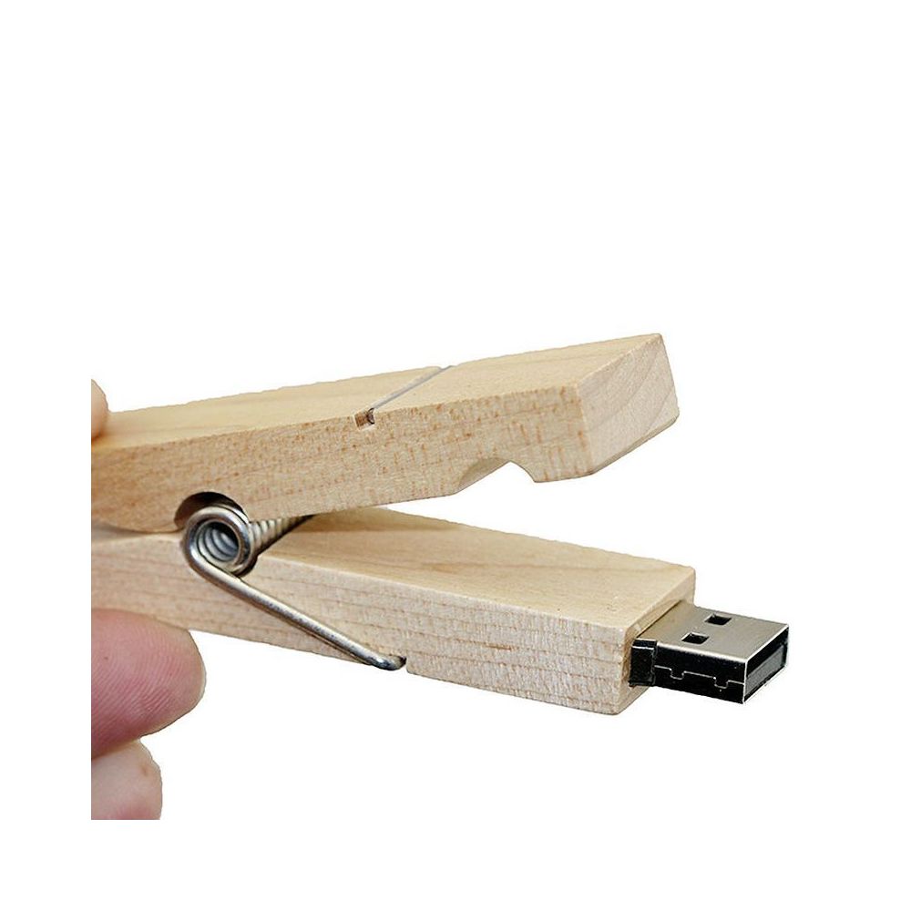 marque generique - 16GO USB 2.0 Clé USB Clef Mémoire Flash Data Stockage Pince à Linge Bois Bois - Clés USB