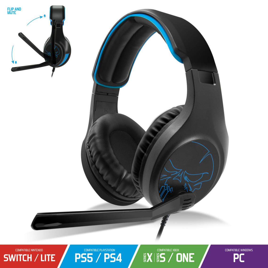 Spirit Of Gamers - Casque audio gamer Elite-H20 avec micro flip and mute pour PC / PS4 / PS5 / Xbox / Xbox serie / Switch - Micro-Casque