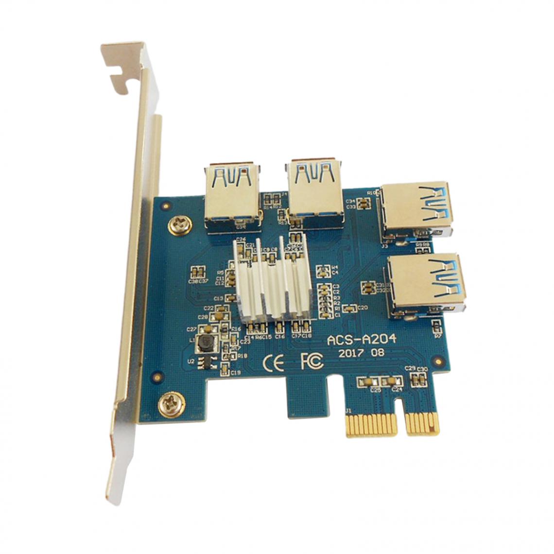 marque generique - 1 à 4 PCI-Express 16X Slots Riser Card PCI-E 1X à Externe 4 PCI-e USB 3.0 Adaptateur Multiplicateur Card pour Bitcoin Miner - Câble antenne