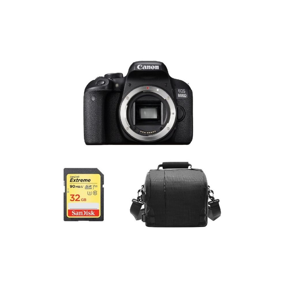 Canon - CANON EOS 800D Body + 32GB SD card + camera Bag - Reflex Grand Public