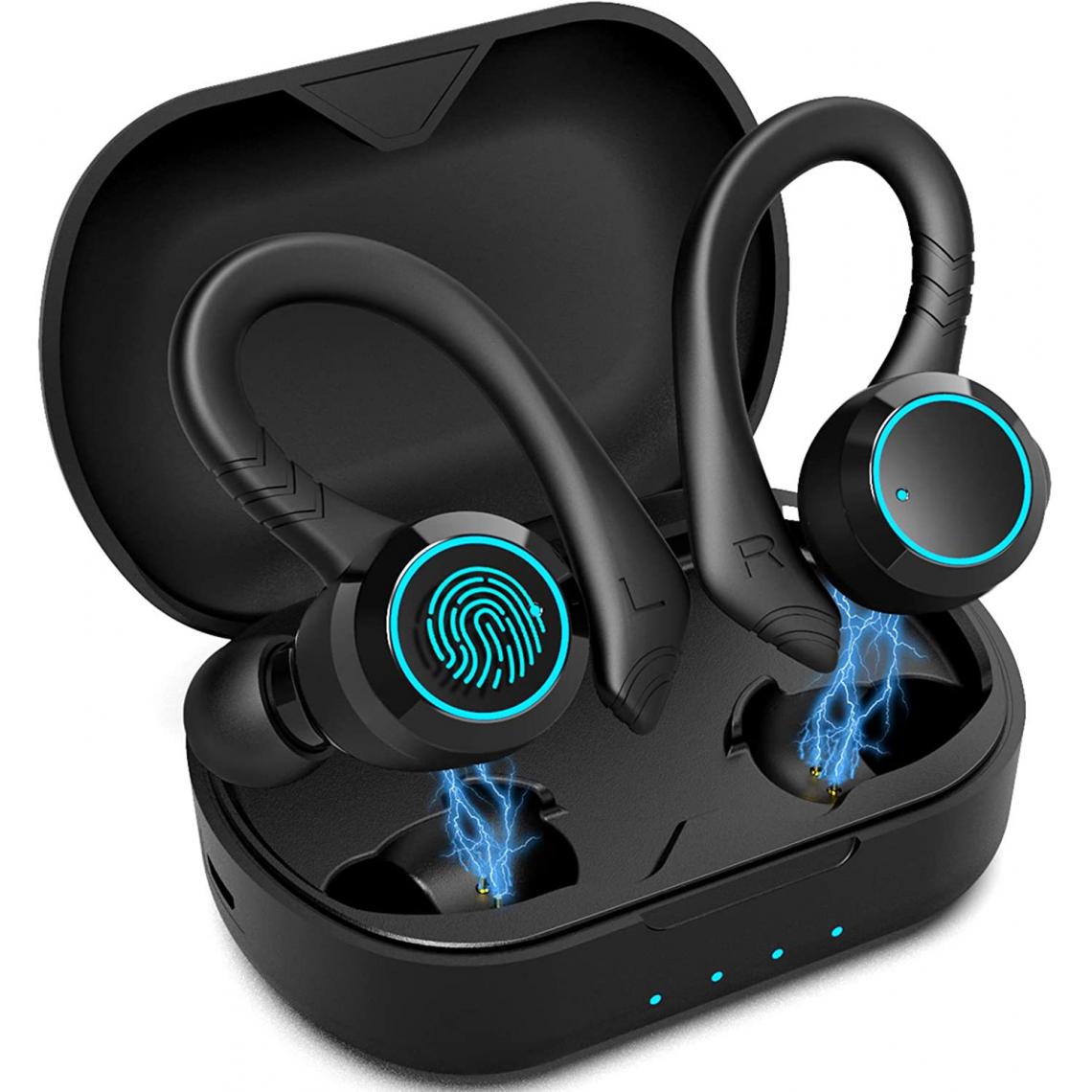 Chrono - Écouteur Bluetooth Écouteurs sans Fil Sport in Ear 5.0 Oreillette Bluetooth 36H d’Autonomie avec Micro Intégré Deep Bass Casque Bluetooth Étanche IPX7 pour Sports Workout Gym,Noir - Ecouteurs intra-auriculaires