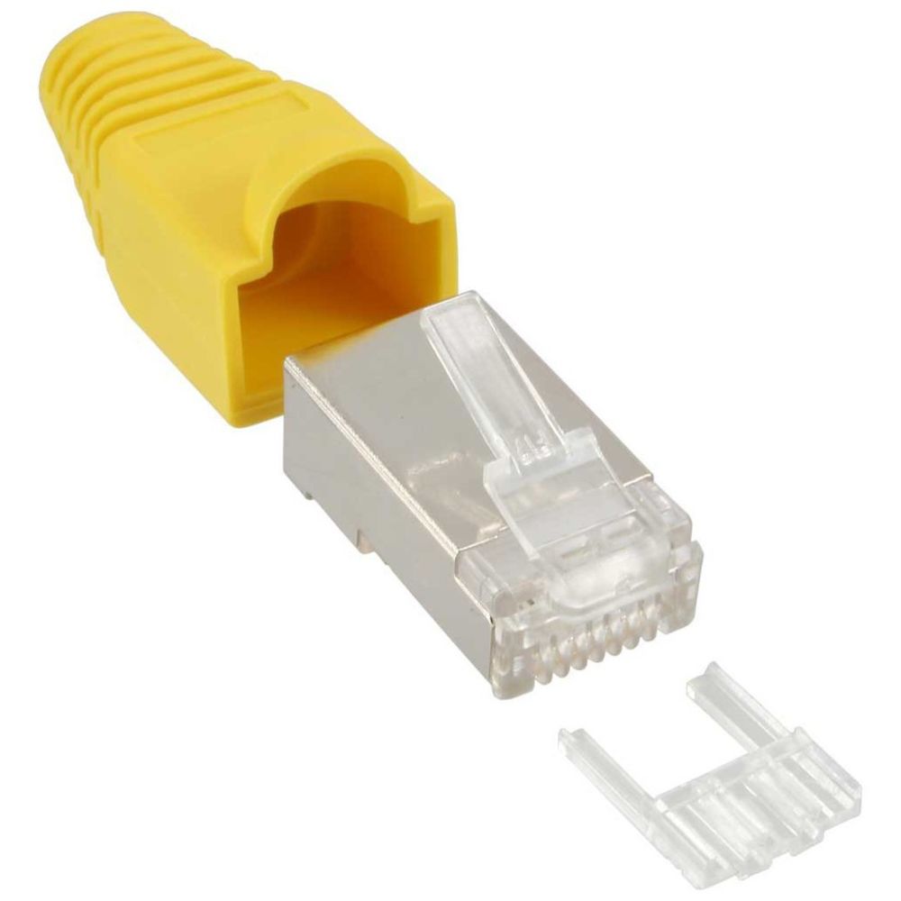 Inline - Connecteur à sertir InLine® RJ45 8P8C blindé avec filetage + protection anti-pliage jaune 10 pcs. - Visserie PC