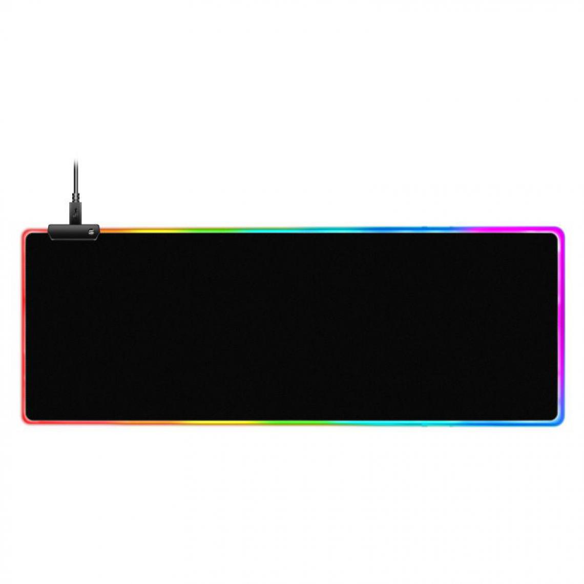 Generic - Tapis de souris RGB  Antidérapante  en Caoutchouc avec lumière LED  80 * 30 - Noir  - Tapis de souris