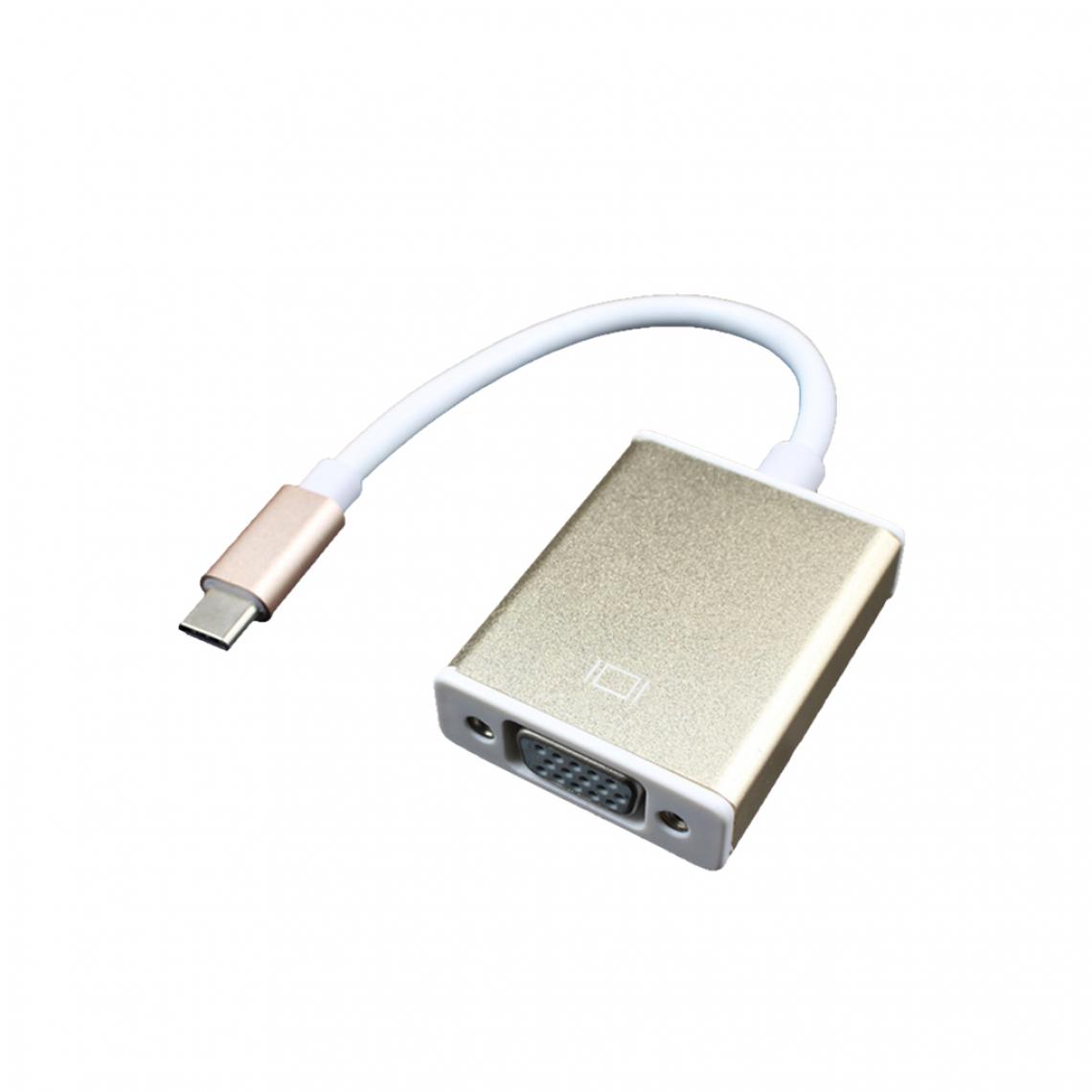 marque generique - usb 3.1 type c à vga adaptateur câble convertisseur cordon pour macbook argent - Hub