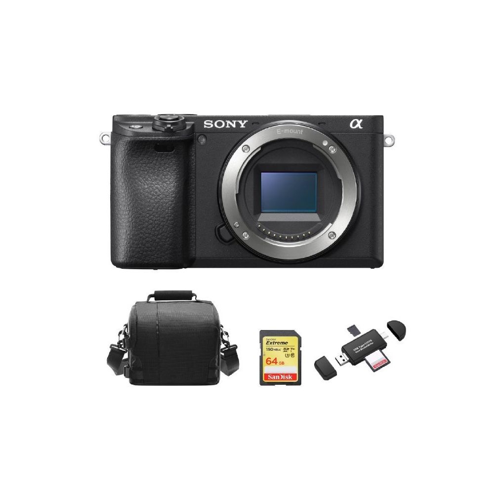 Sony - SONY A6400 Body Black + 64GB SD card + camera Bag + Memory Card Reader - Reflex Grand Public