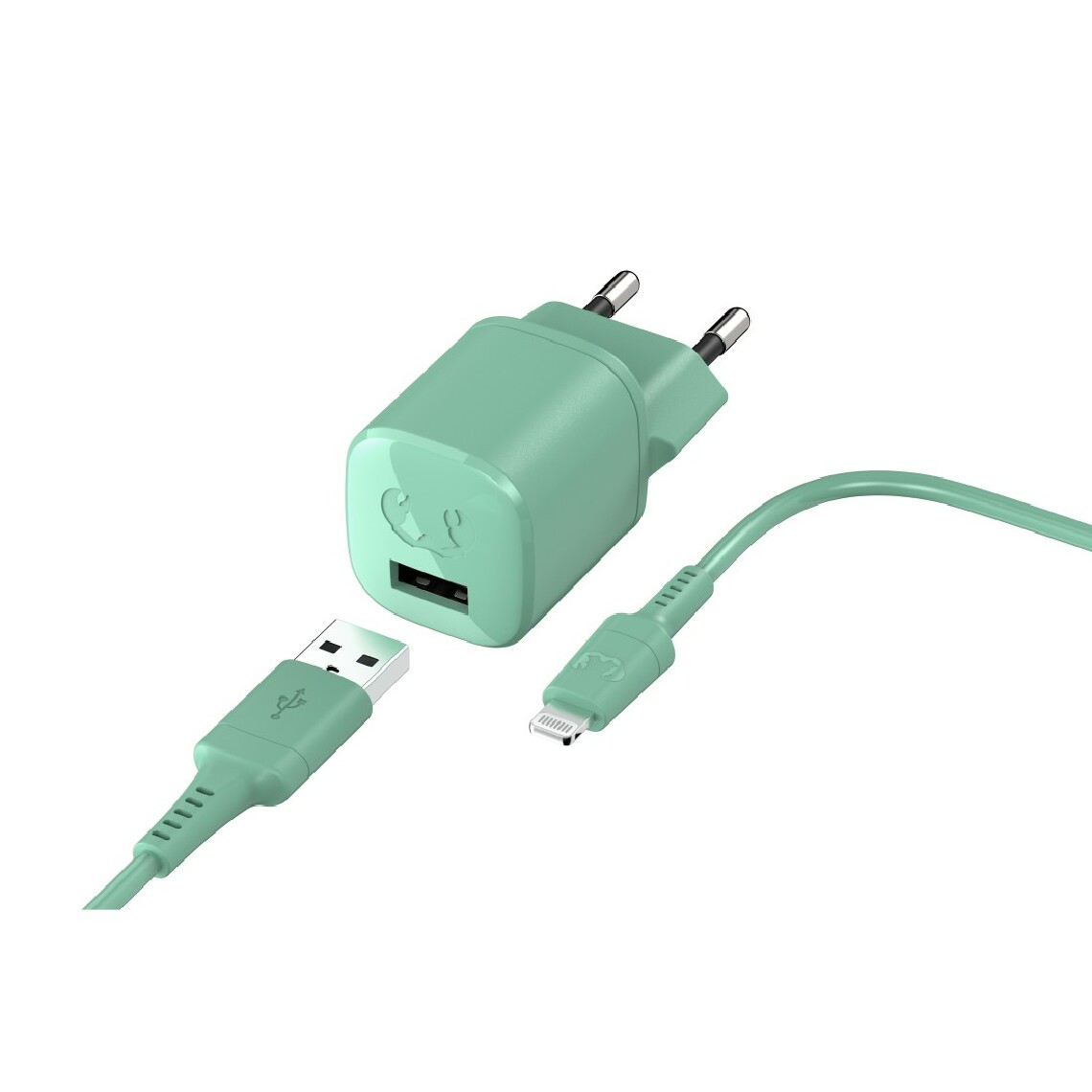 Fresh'N Rebel - Mini chargeur USB-A 12W + Câble Apple Lightning 1,5m, Menthe - Joystick