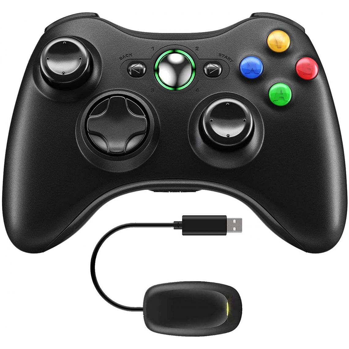 Chrono - Chronus Contrôleur de jeu sans fil 2.4G avec une conception ergonomique améliorée avec double vibration pour Microsoft Xbox et Slim 360 PC Windows 7, 8, 10ï¼noirï¼ - Joystick