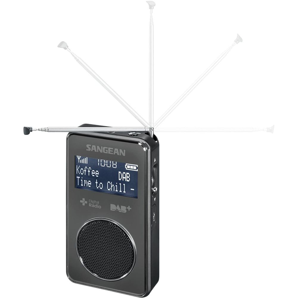 Sangean - Radio de Poche avec écran LCD et 20 stations préréglées 35W Noir - Radio