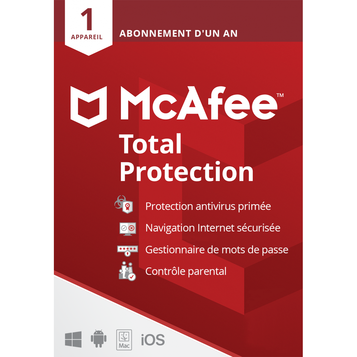 McAfee - Total Protection 2022 - 1 an - 1 poste - Version dématérialisée - Antivirus
