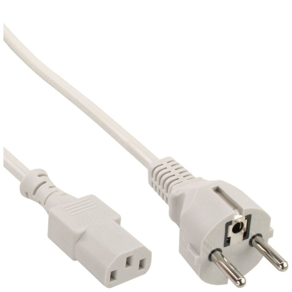Inline - Câble d'alimentation, type F, droit vers connecteur IEC, 1,0 m, gris - Câble antenne