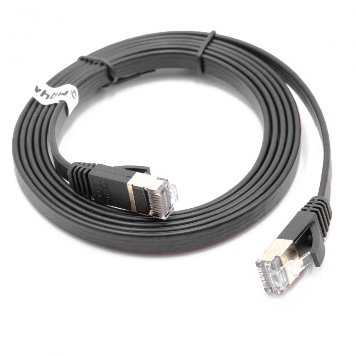Vhbw - vhbw câble de réseau câble LAN Cat7 1.8m noir câble plat - Accessoires alimentation