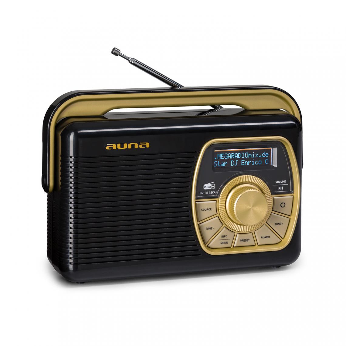 Auna - Buddy Radio numérique DAB/DAB+/UKW Bluetooth 5.0 AUX Batterie 1Ah mobile rétro - Radio
