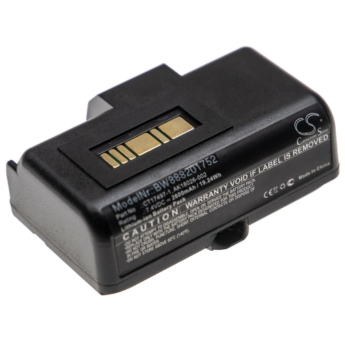 Vhbw - vhbw batterie remplace Zebra AK18026-002, CT17497-1 pour imprimante photocopieur scanner imprimante à étiquette (2600mAh, 7,4V, Li-Ion) - Imprimante Jet d'encre