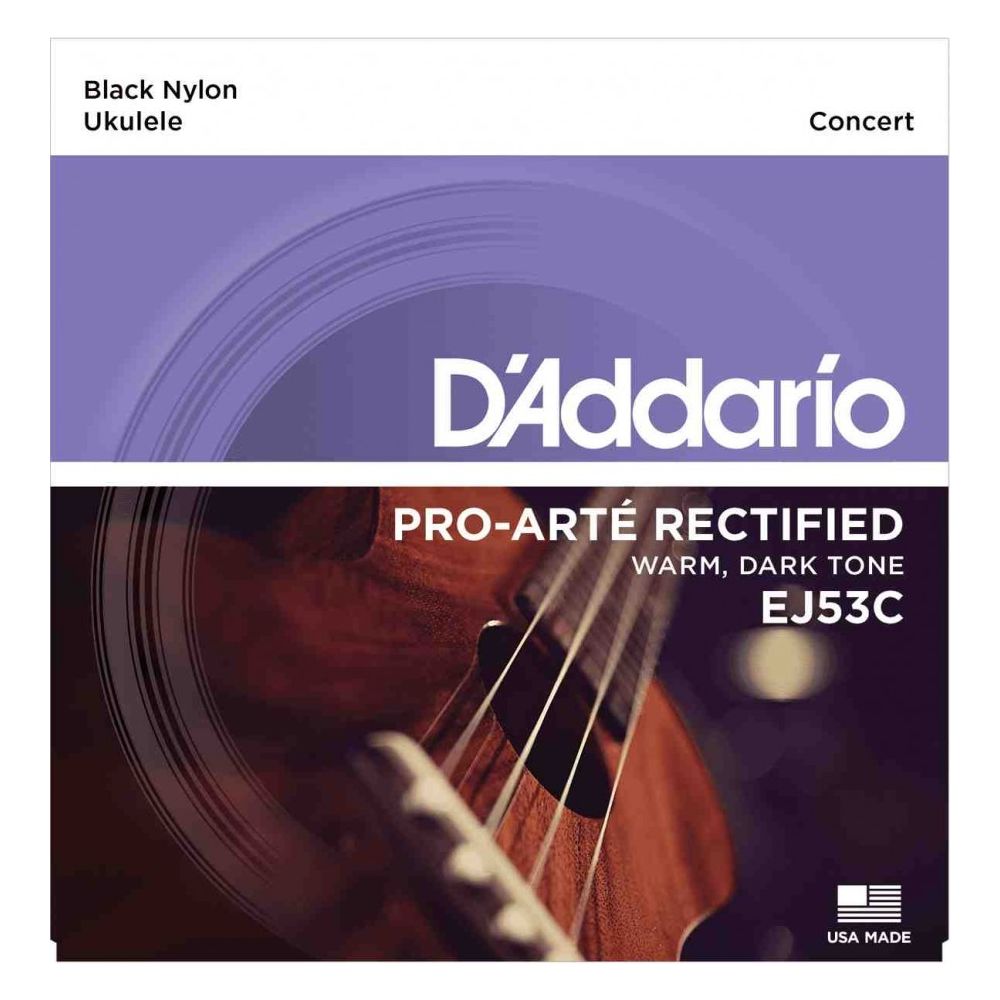 D'Addario - D'Addario Pro Arte EJ53C - Jeu de cordes Ukulele Nylon Rectifié - Concert Nylon Noir - Accessoires instruments à cordes
