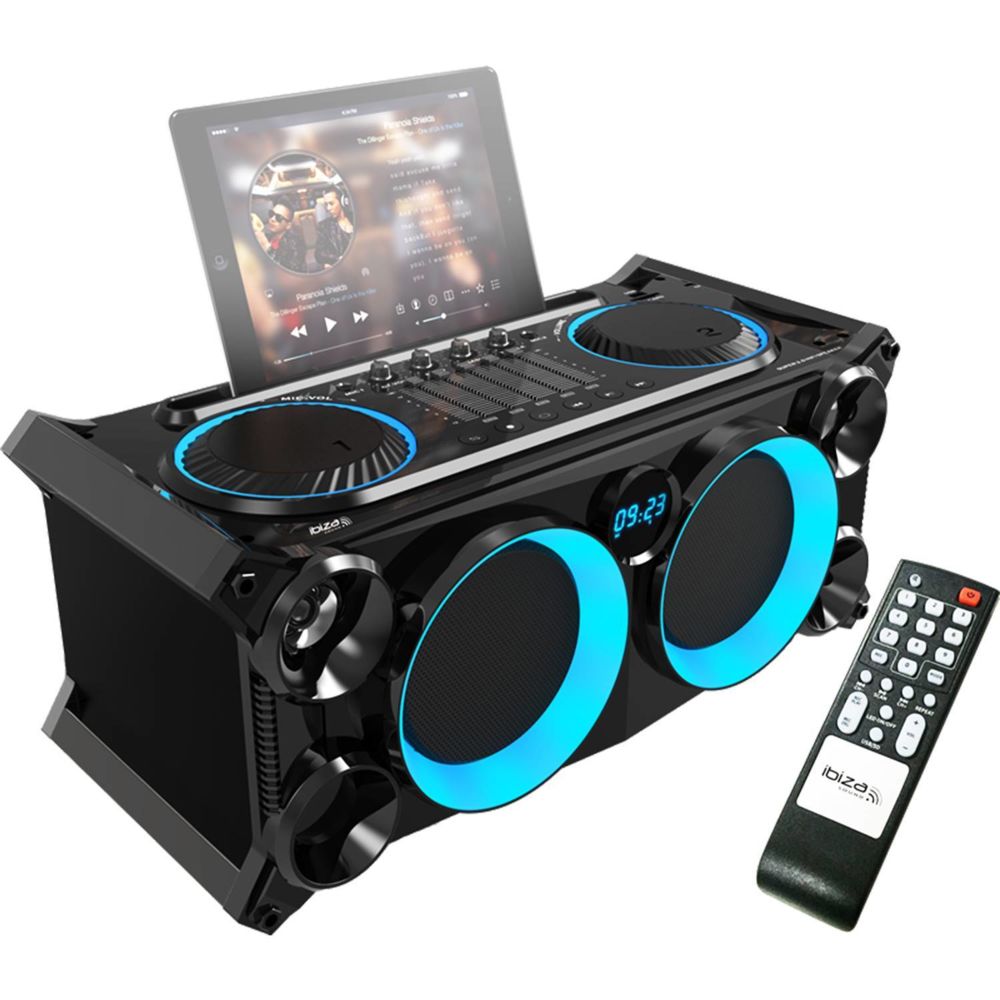 Ibiza Sound - Système audio stéréo mobile & autonome avec Bluetooth/USB/SD/FM - Ibiza Sound SPLBOX200-BK - Enceintes Hifi