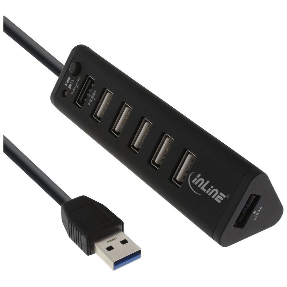 Inline - InLine® Smart Hub 7 ports USB 3.0 et 2.0 avec port de charge rapide - Hub