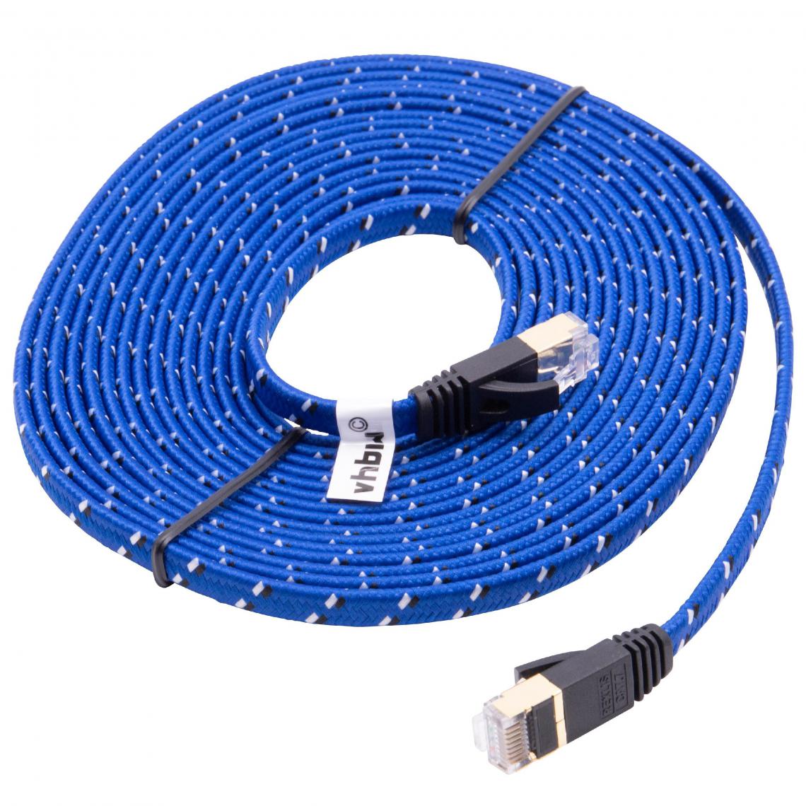 Vhbw - vhbw câble de réseau câble LAN Cat7 5m bleu câble plat - Accessoires alimentation