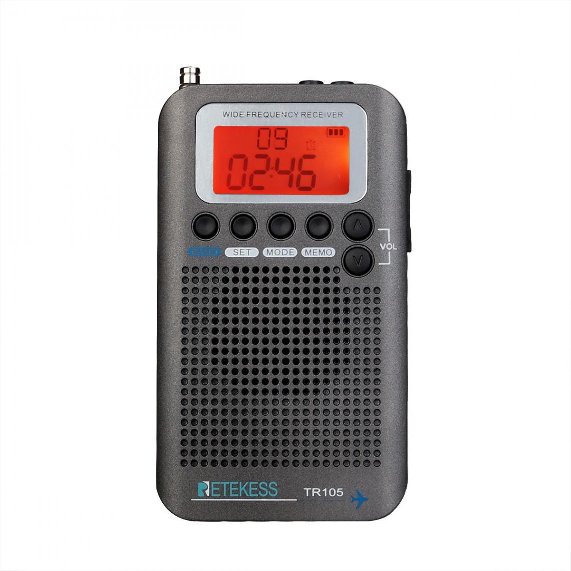 Universal - Récepteurs FM/AM/SW/CB/AIR/VHF, World Band et réveil LCD(Le noir) - Radio