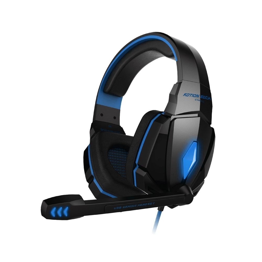 Wewoo - Casque PC bleu et noir pour PC Gamer, Longueur du Câble: Environ 2.2m + Stéréo Gaming Headset Headband avec Micro Controle du Volume LED Lumière - Micro-Casque