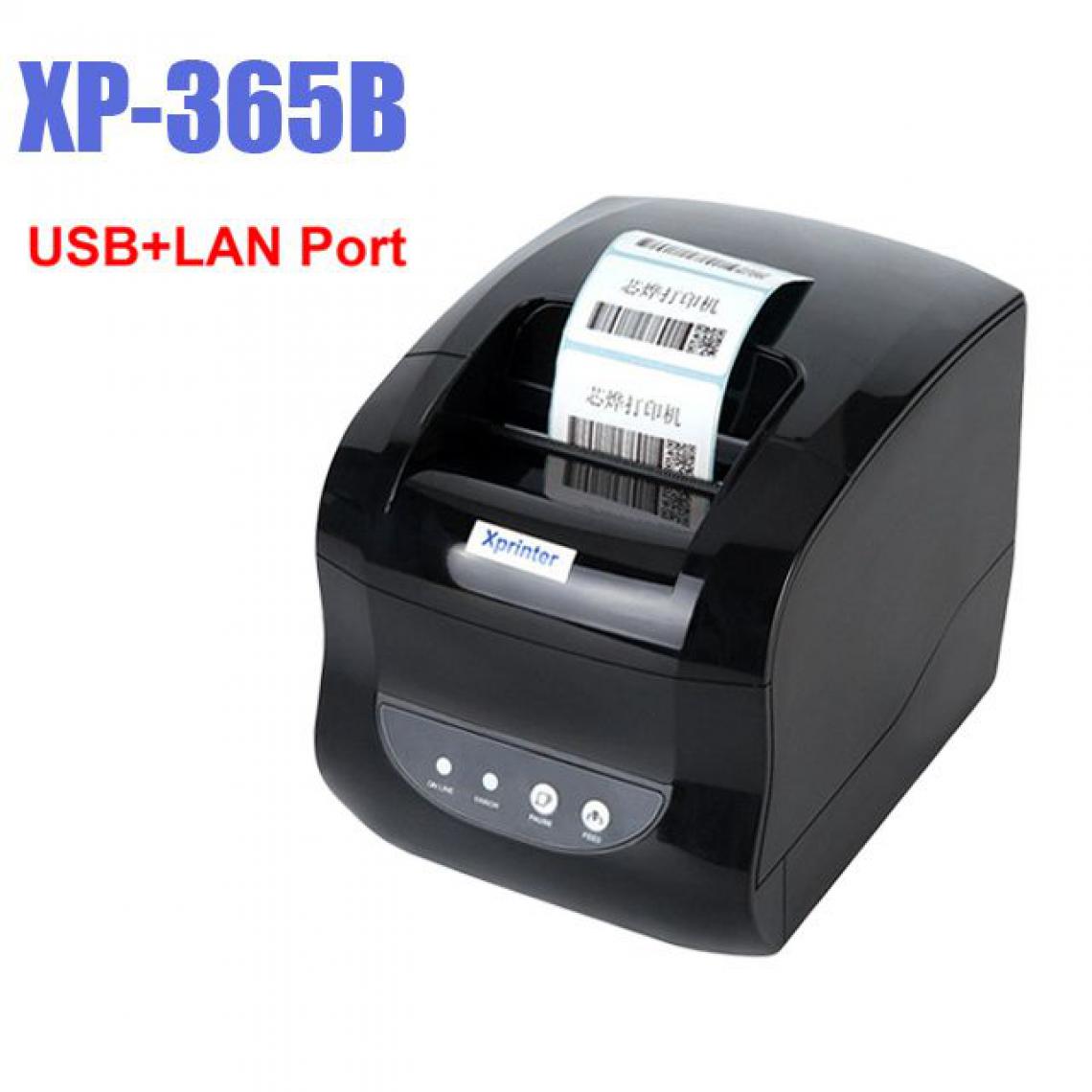 Generic - Imprimante Thermique XP 365B  Portable de Tickets de Caisse 20 à 80 mm , Connexion par  USB et Lan Port  , pour Windows - 15.5 * 14.5 * 21 cm  - Noir  - Imprimantes d'étiquettes
