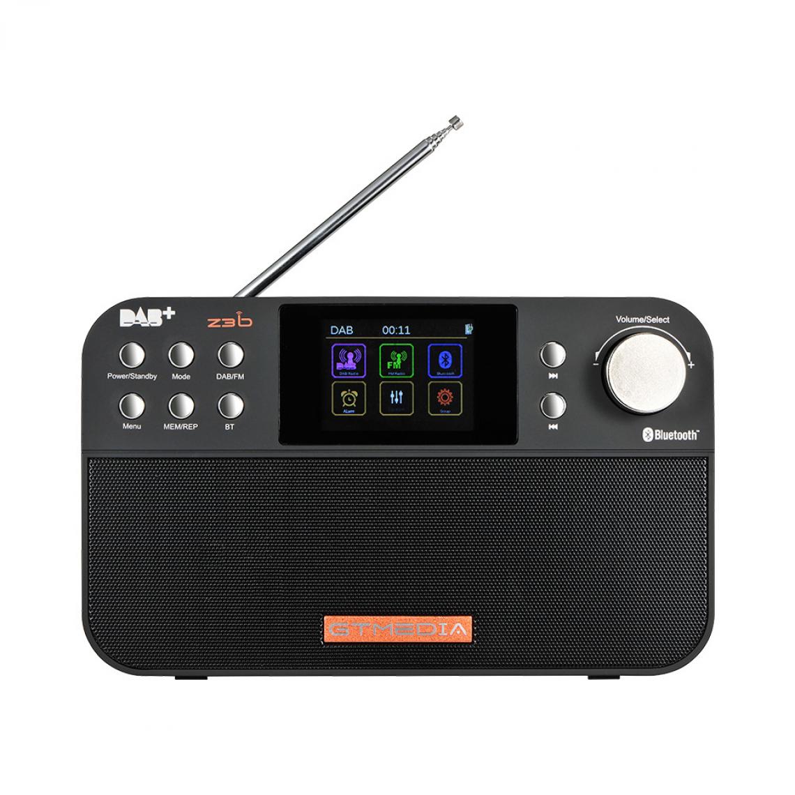 Universal - Radio portable FM DAB, haut-parleur radio multibande stéréo/RDS, avec écran à cristaux liquides, réveil, prise en charge de la carte SD TF(Le noir) - Radio