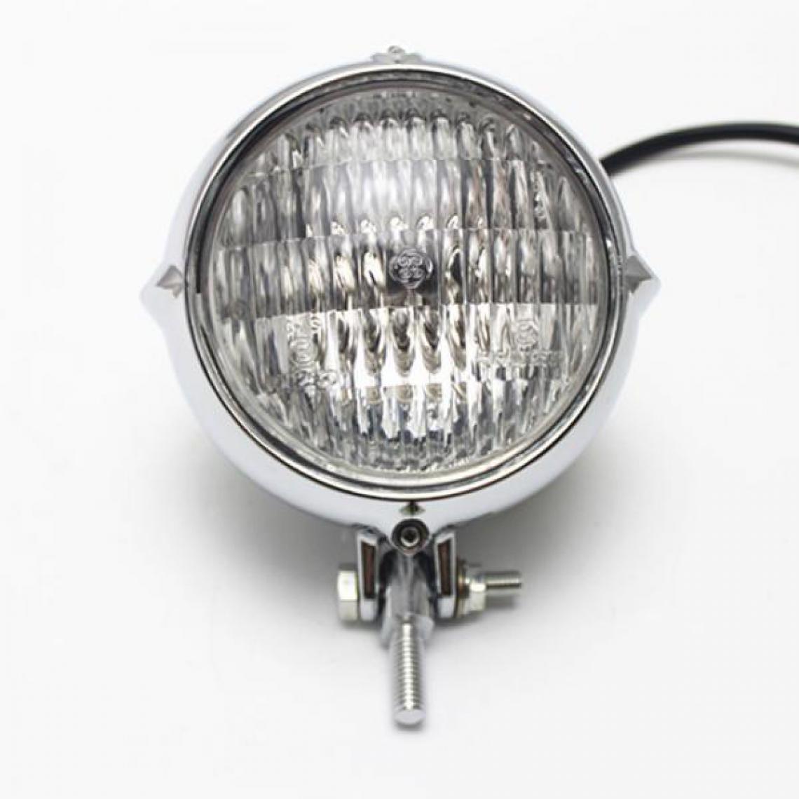 marque generique - Moto Phare Lampe Frontale Ampoule Feux Éclairage Pour Harley Bobber Chopper Clair + Argent - Néon PC