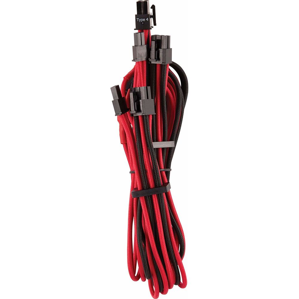 Corsair - PCI-E 6+2 broches, connecteur double - 2 x 650 mm - rouge/noir - Câble tuning PC
