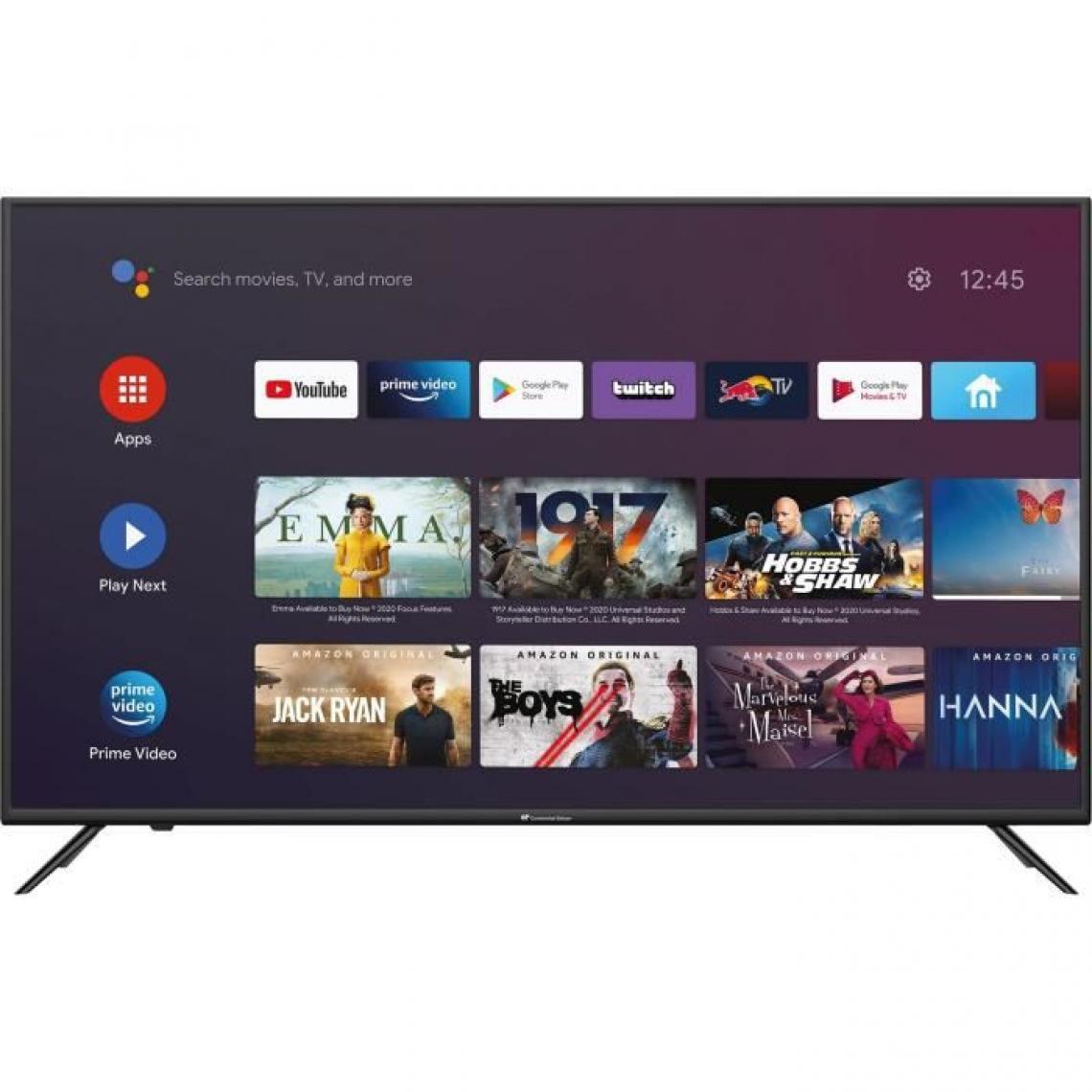 Continental Edison - CONTINENTAL EDISON - Android TV QLED 43'' (108cm) 4K Ultra HD - 4xHDMI, 3xUSB - Wifi,Bluetooth, Netflix - Noir - TV 40'' à 43''