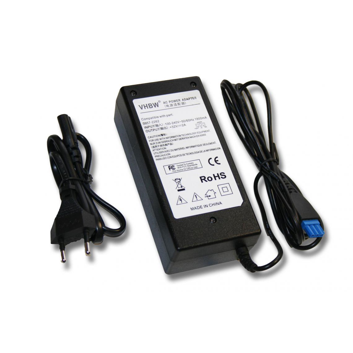 Vhbw - vhbw Imprimante Adaptateur bloc d'alimentation Câble d'alimentation Chargeur remplace HP 0957-2093, 0957-2262 pour imprimante - 2,0A - Accessoires alimentation