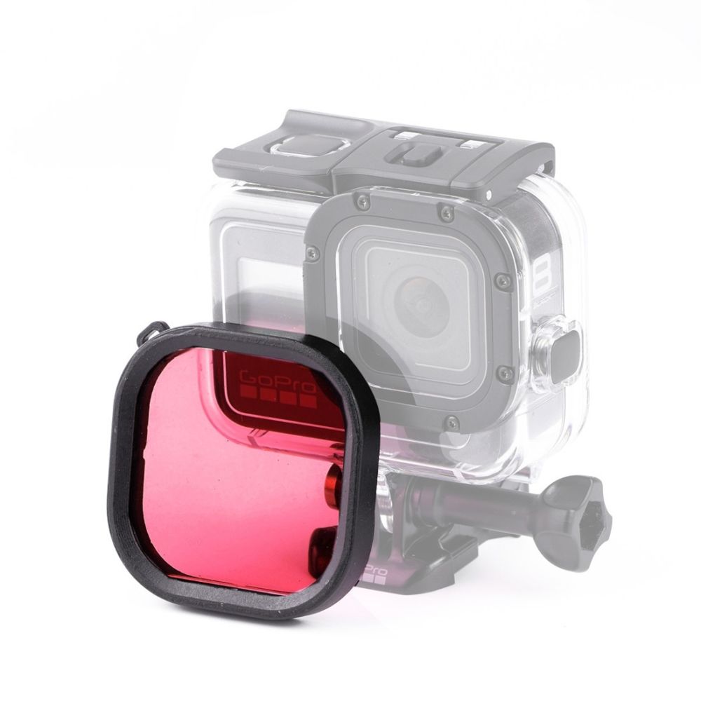 Wewoo - Boîtier carré Filtre de lentille de couleur de plongée pour GoPro HERO8 étanche d'origine noir rouge - Caméras Sportives