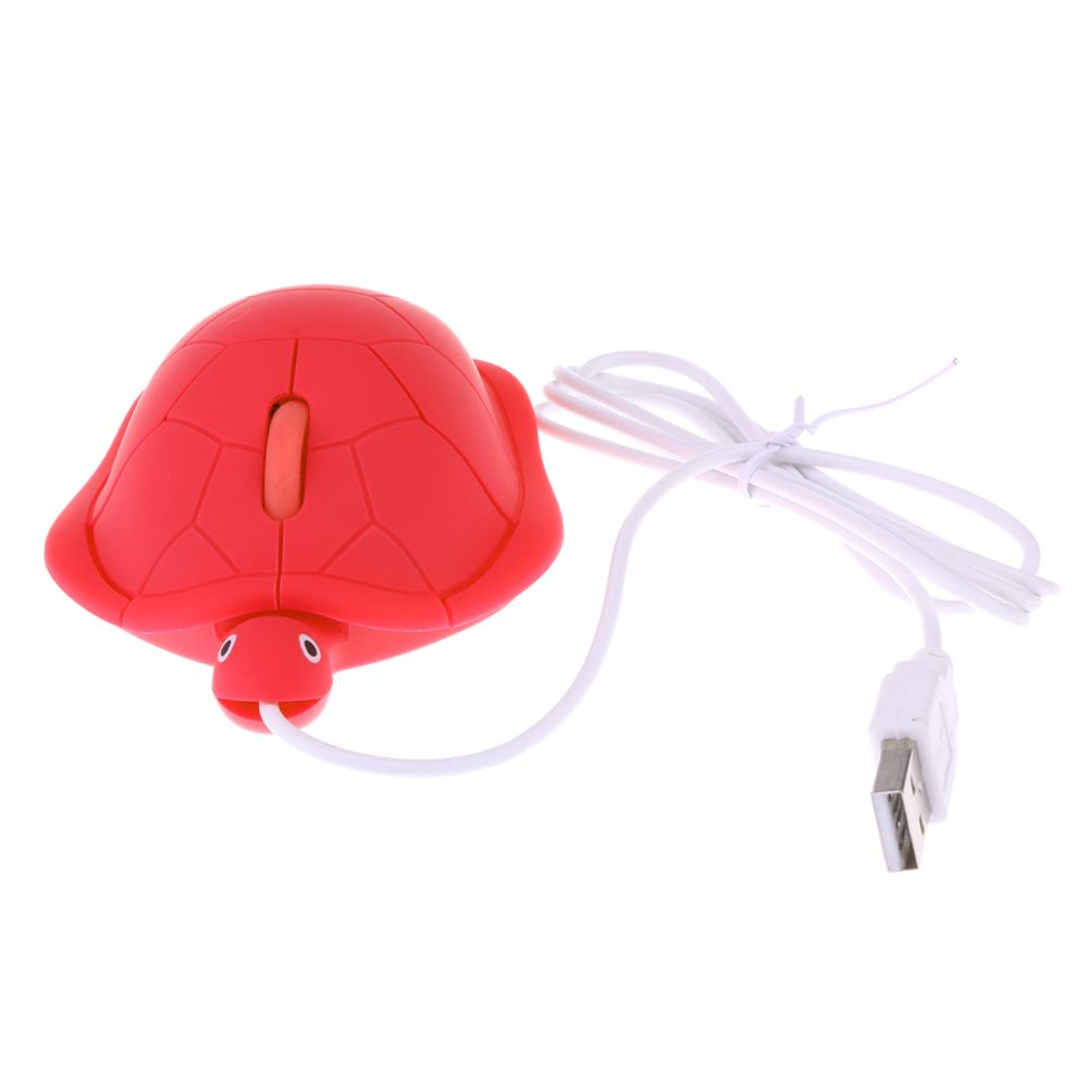 marque generique - Souris de tortue mignonne câblée usb 3d souris à tortues câblées pour pc portable rouge - Souris