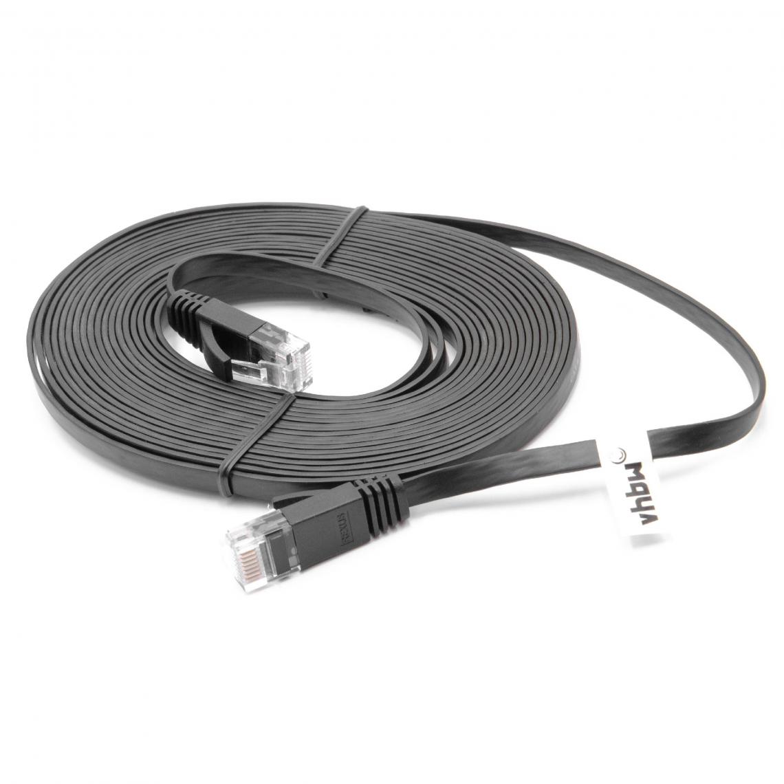 Vhbw - vhbw câble de réseau câble LAN Cat6 5m noir câble plat - Accessoires alimentation
