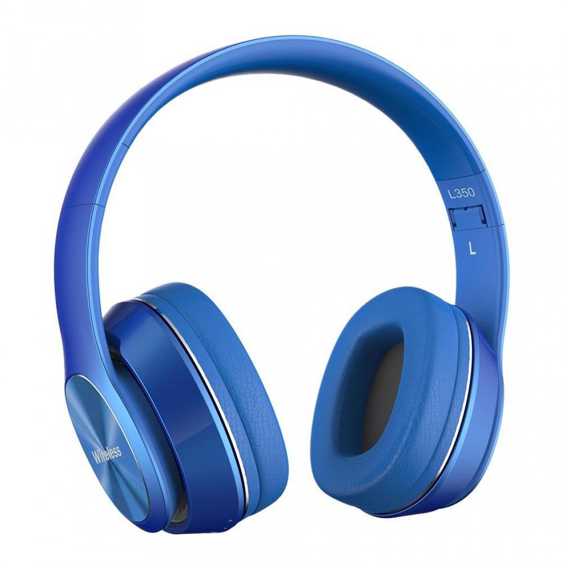 Justgreenbox - Casque Bluetooth sans fil Over-ear 5.0 Casques de sport prenant en charge la carte TF 3,5 mm AUX IN Radio FM, Bleu - Casque