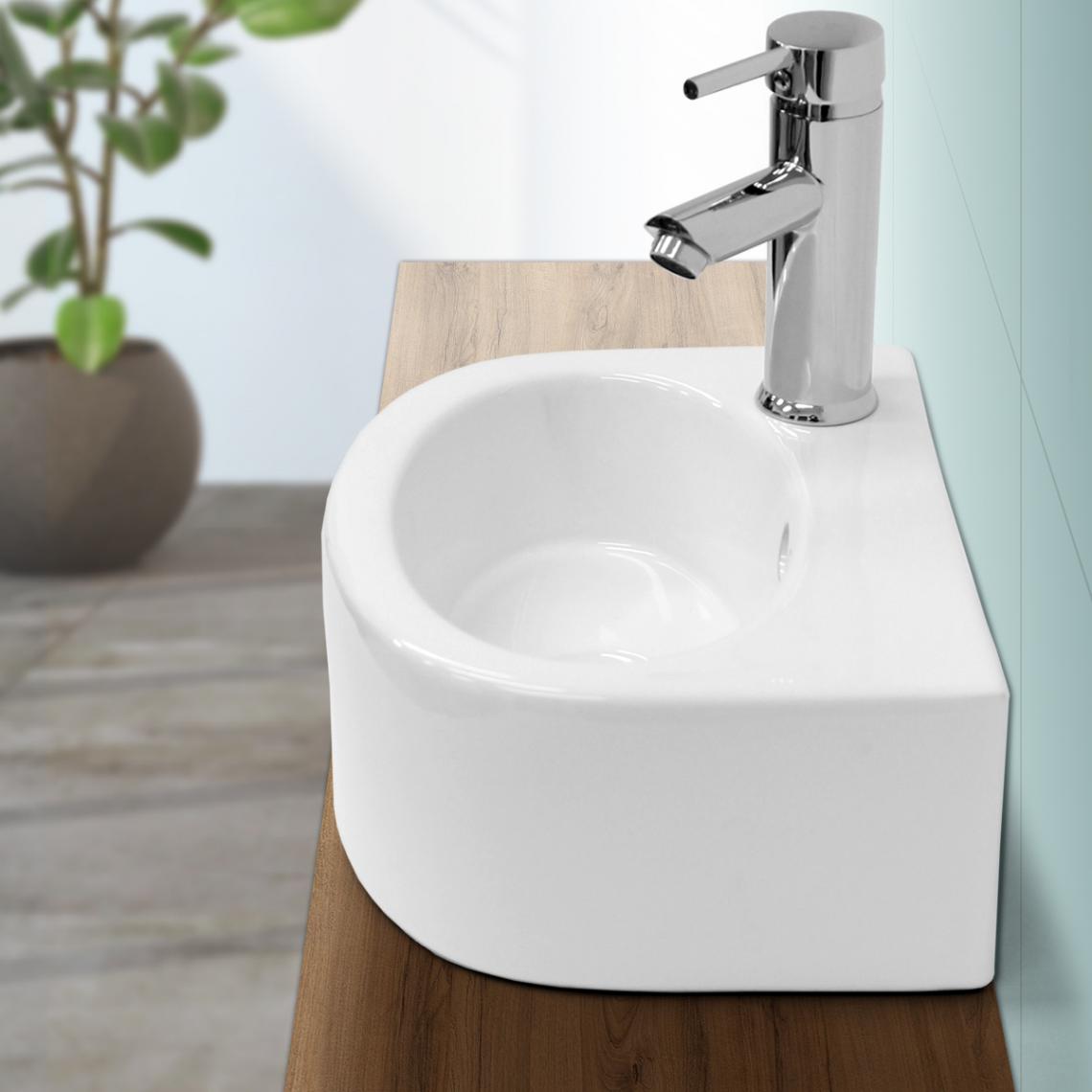 Ecd Germany - Lavabo vasque à poser en céramique évier salle de bain blanc 335 x 255 x 130 mm - Vasque