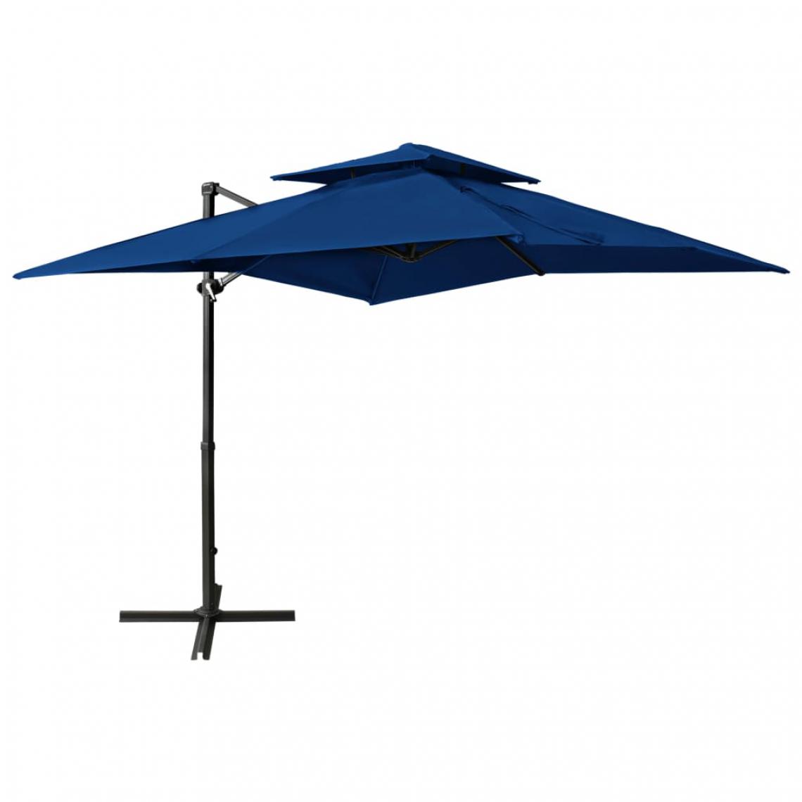 Vidaxl - vidaXL Parasol déporté à double toit 250x250 cm Bleu azuré - Voile d'ombrage