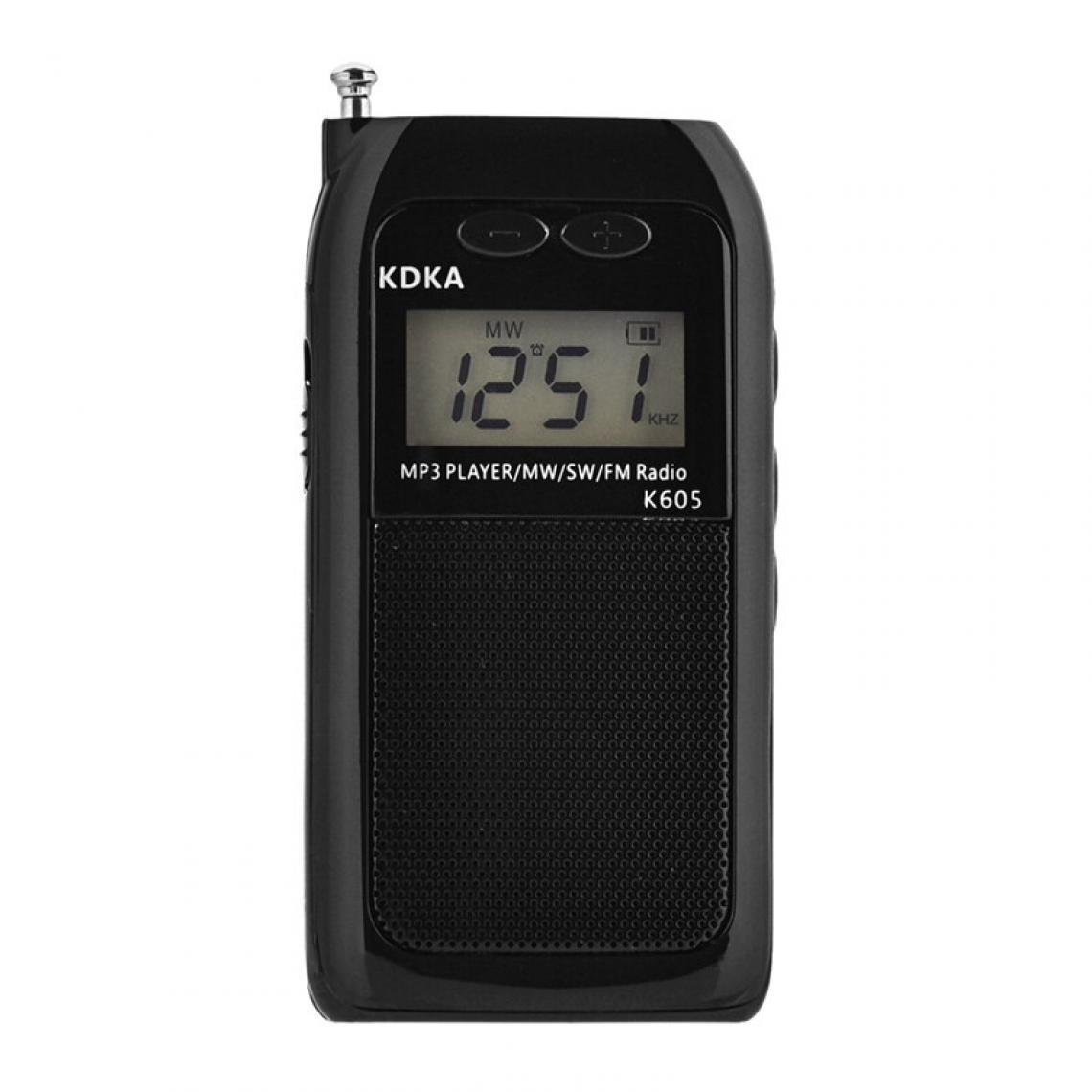 Universal - Mini Pocket Radio FM AM SW MW Récepteur radio tonal numérique Lecteur de musique MP3 Radio stéréo FM/ondes courtes(Le noir) - Radio